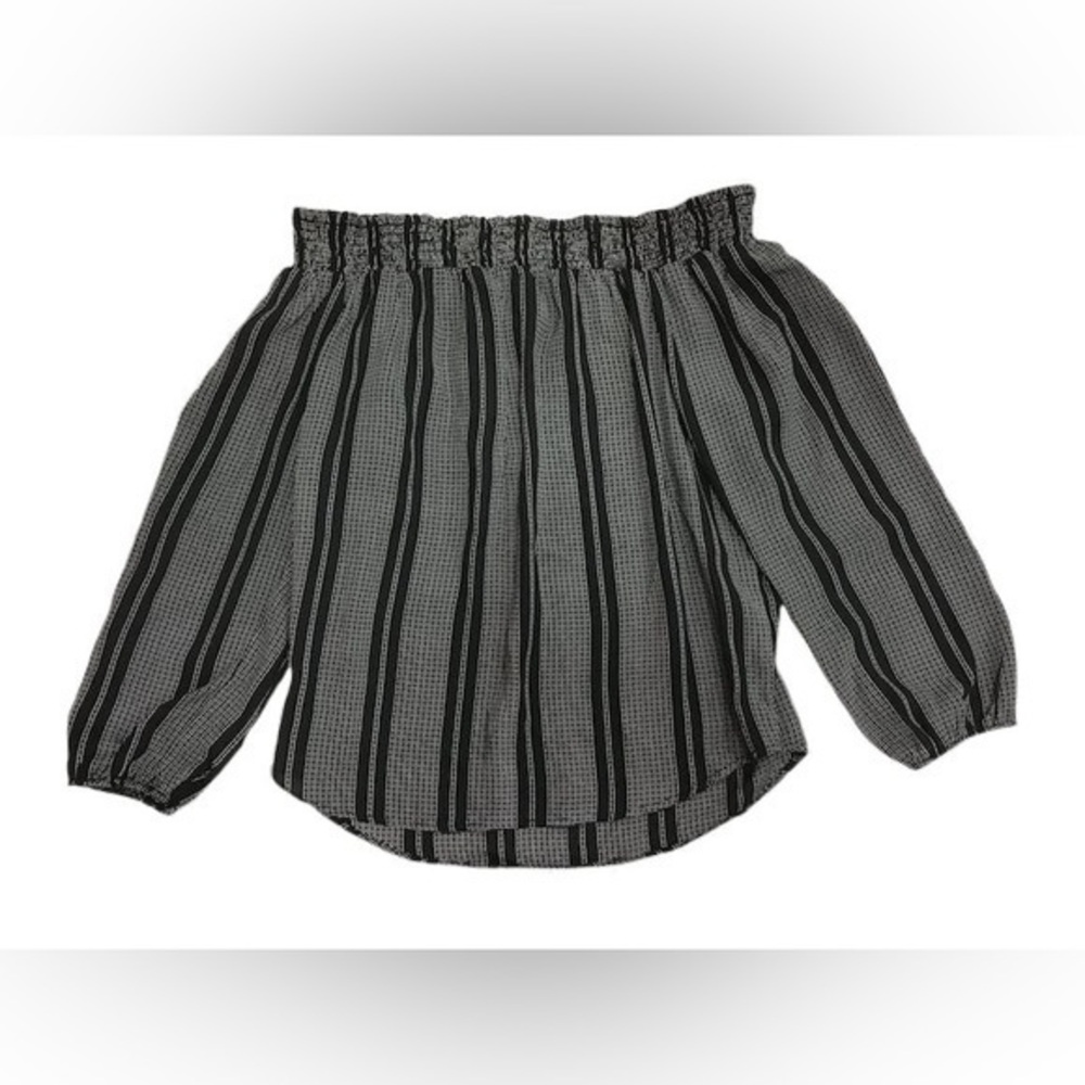 🩷 lily white black and white striped long sleeve off the shoulder top